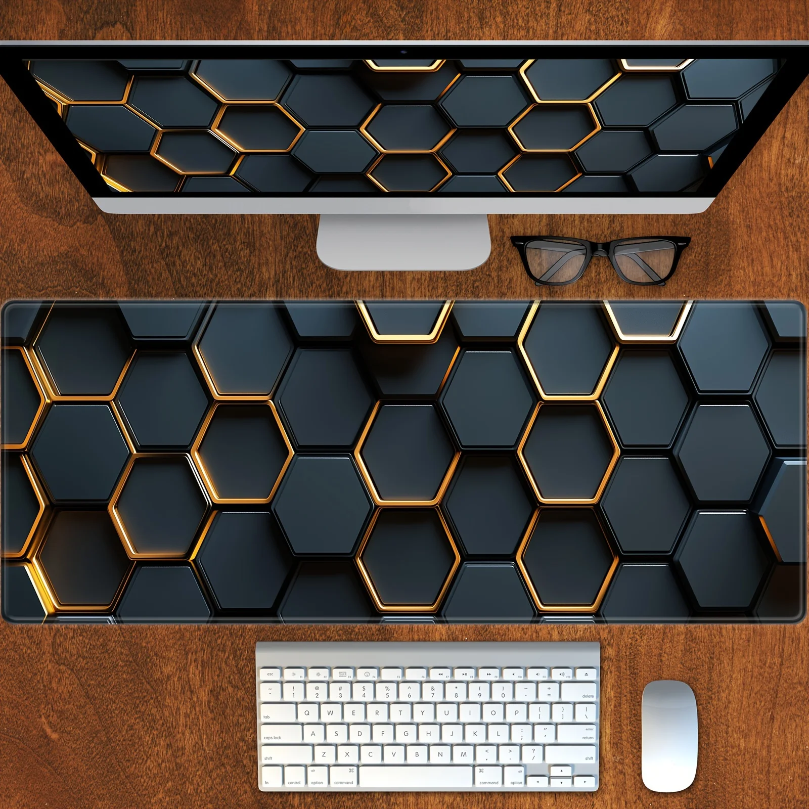 The honeycomb pattern expansion game mouse pad with natural rubber anti-slip seam is suitable for gamers and families