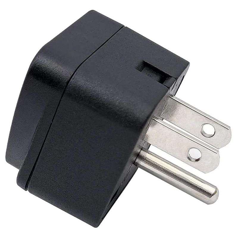 3X US Travel Plug Adapter EU/UK/AU/In/CN/JP/Asia/Italy/Brazil To USA (Type B), 3 Prong USA Plug, Charger Converter Black