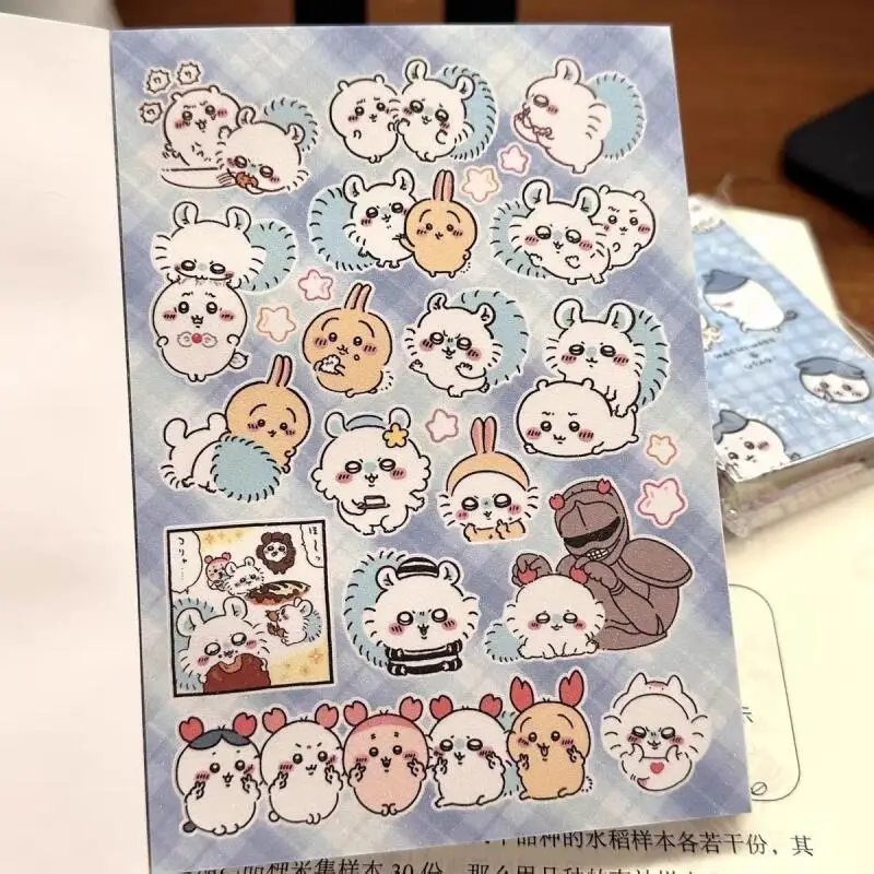 Chiikawa Sticker Book Cute Cartoon Material Stickers Diy Scrapbook Notebook Decoration Student Stationery Craft Supplies Gift