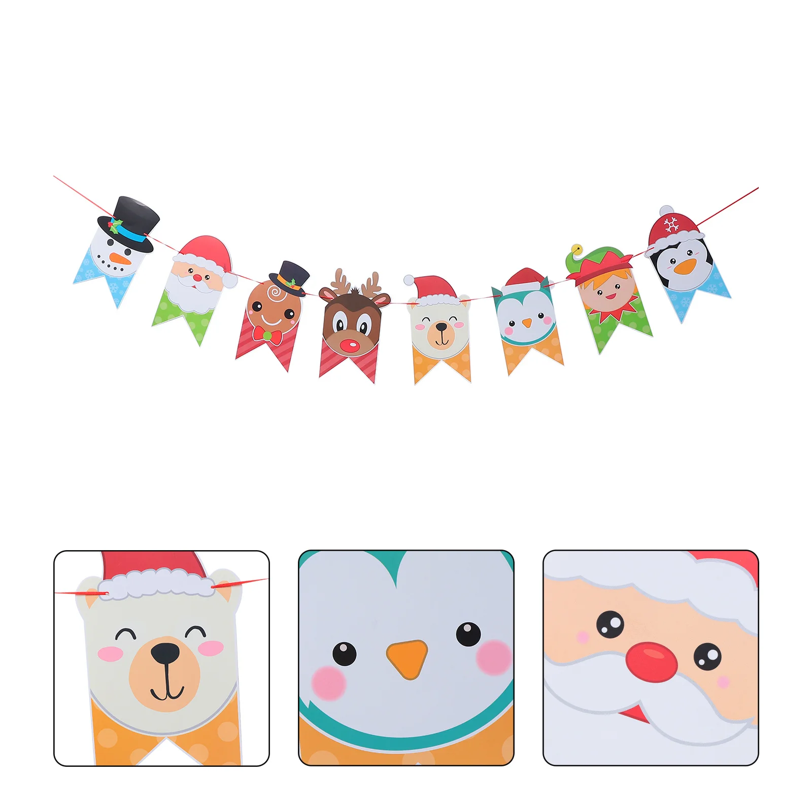 

1Pcs Christmas Cartoon Paper Banner Party Hanging Decoration Bunting Xmas Party Supplies Decorative Ornament Christmas Banner