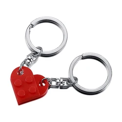 Brick Keychain for Couples Friendship 2pcs Matching Heart Colorful Keyring Set for Girlfriend Boyfriend Valentine's Day Gifts