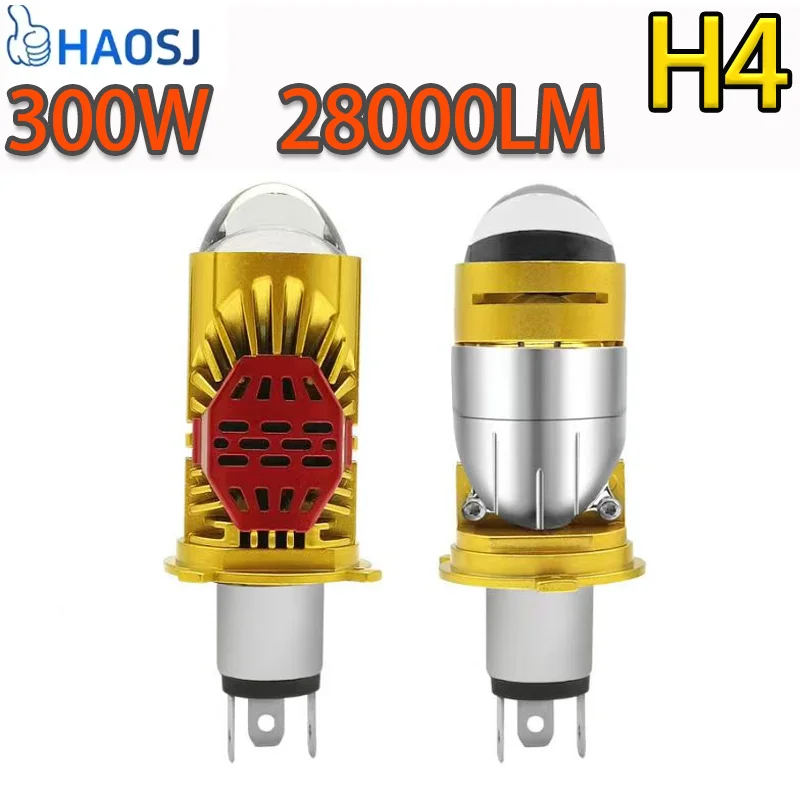 

HAOSJ H4 Projector Bi LED Mini Lens Bulb 300W Canbus 28000LM Easy Install Fan Cooling Lens Headlight For Car/Motorcycle 12V 24V