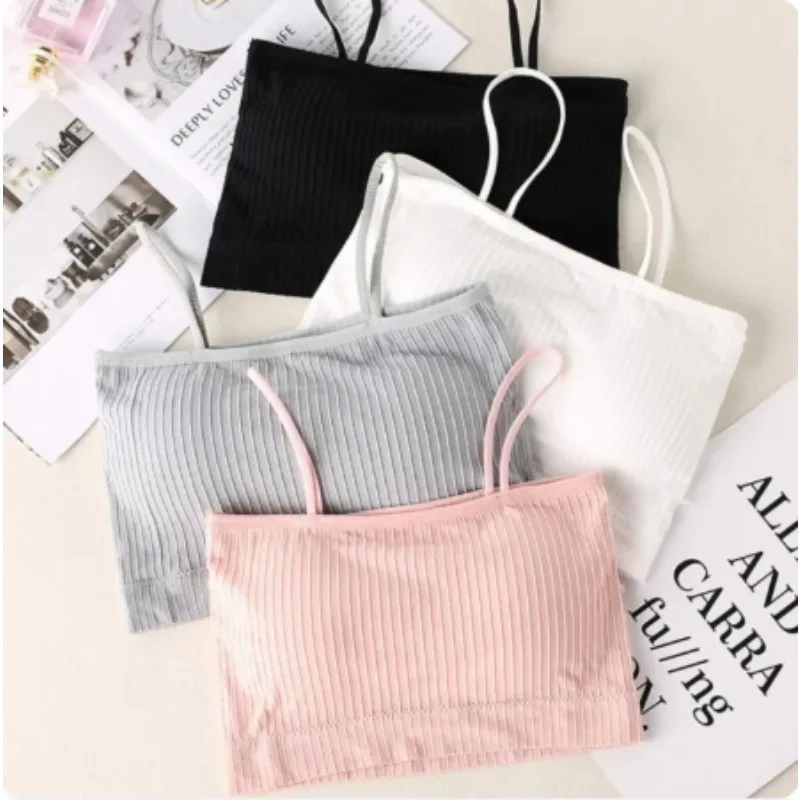 Ropa interior de algodón para mujer, Top de tubo, sujetador de hilo para mujer, camiseta sin mangas cómoda, Sujetador deportivo para mujer, Top Sexy, Top corto femenino, lencería Sexy