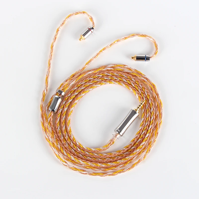 XINHS 16 Core Vàng Bạc Vàng Tai Nghe Nhét Tai Cáp 5N Đơn Tinh Thể Đồng Mạ Bạc Cáp Nâng Cấp