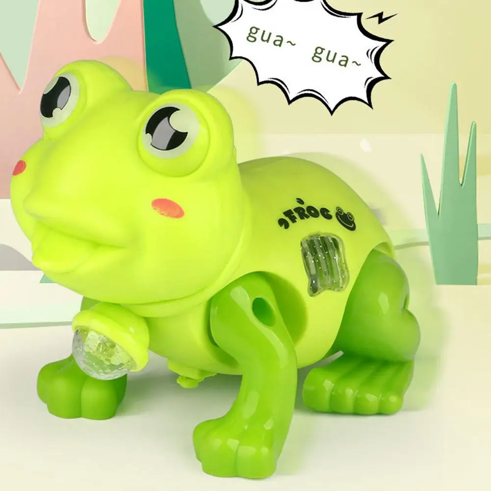Toddler Crawling 2-3 Year Old Children Electric Puzzle Leash Frog Walking Toy Animal Frog for Kids Birthday Gifts