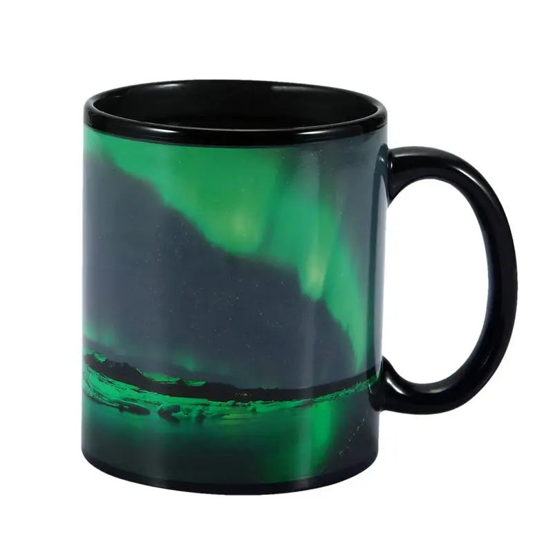 Heat Changing Reveal Mug Color Changing Ceramic Coffee Cup Northern Lights Design Cool Coffee Tea Magic Color Change Cup Ceramic