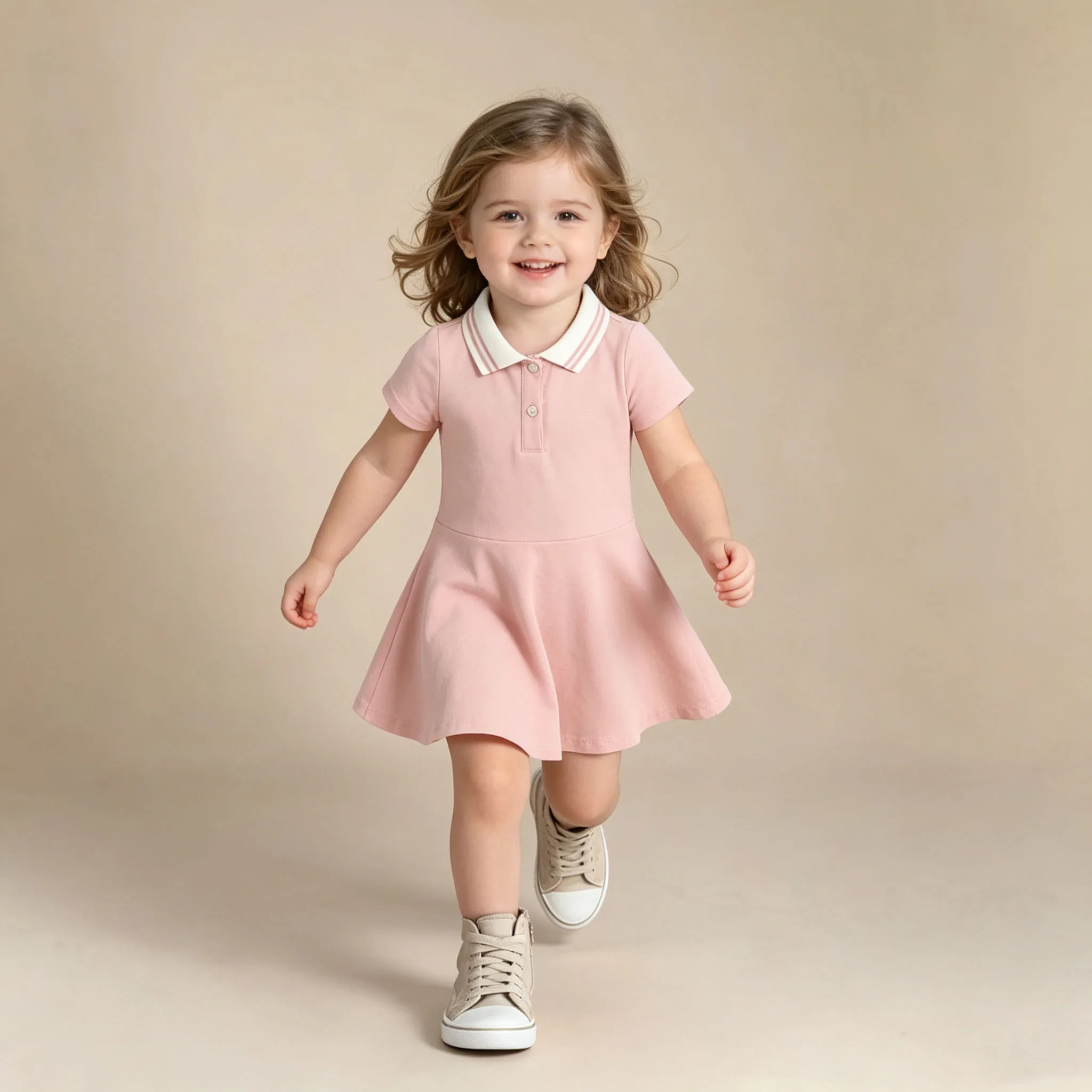 Summer Girls School Uniform Polo Pink Dress England Style Stripe Design Kids Casual Short Sleeve for Teenager 2-7 Years Clothes