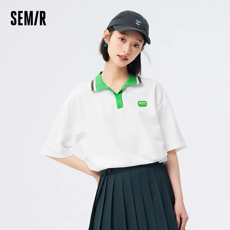 Semir Polo Shirt Women Short 2023 Summer New Loose Waist Soft Comfortable T-shirt