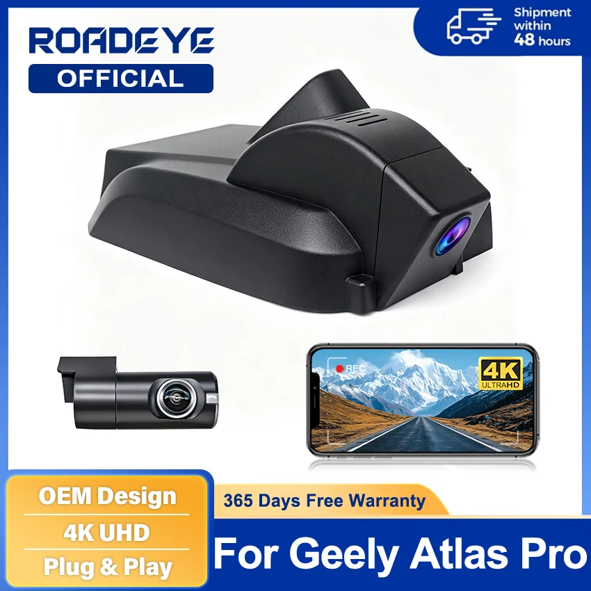 Video Recorder Night Visio 4K UHD Plug and Play Car DVR Dash Cam for Geely Azkarra Boyue Atlas Pro 2019 2020 2021 2022 2023 2024