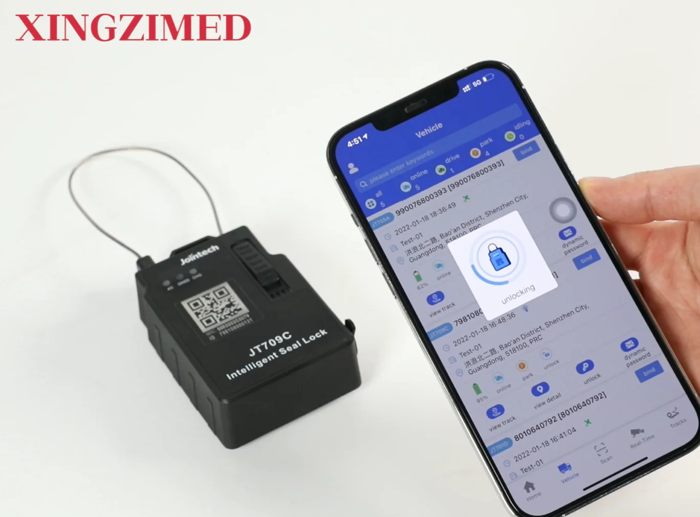 

cxy7 XINGZIMED Tracker Jointech JT709C Railway Container Cargo E-seal with Thin Flexible Lock Cord GPS Electronic Seal