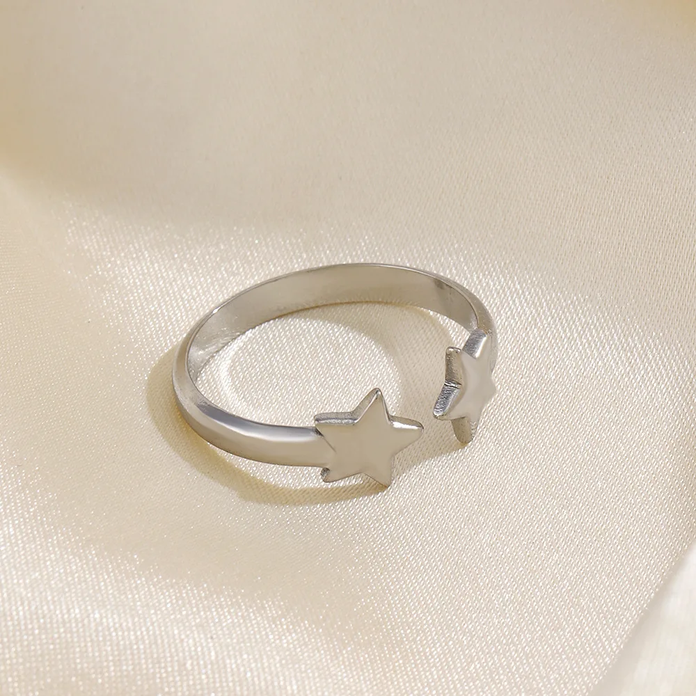 Minimally Designed Mini Star Ring Woman Jewelry Geometric Stainless Steel Stacked Rings Bohemian Style Accessories ﻿