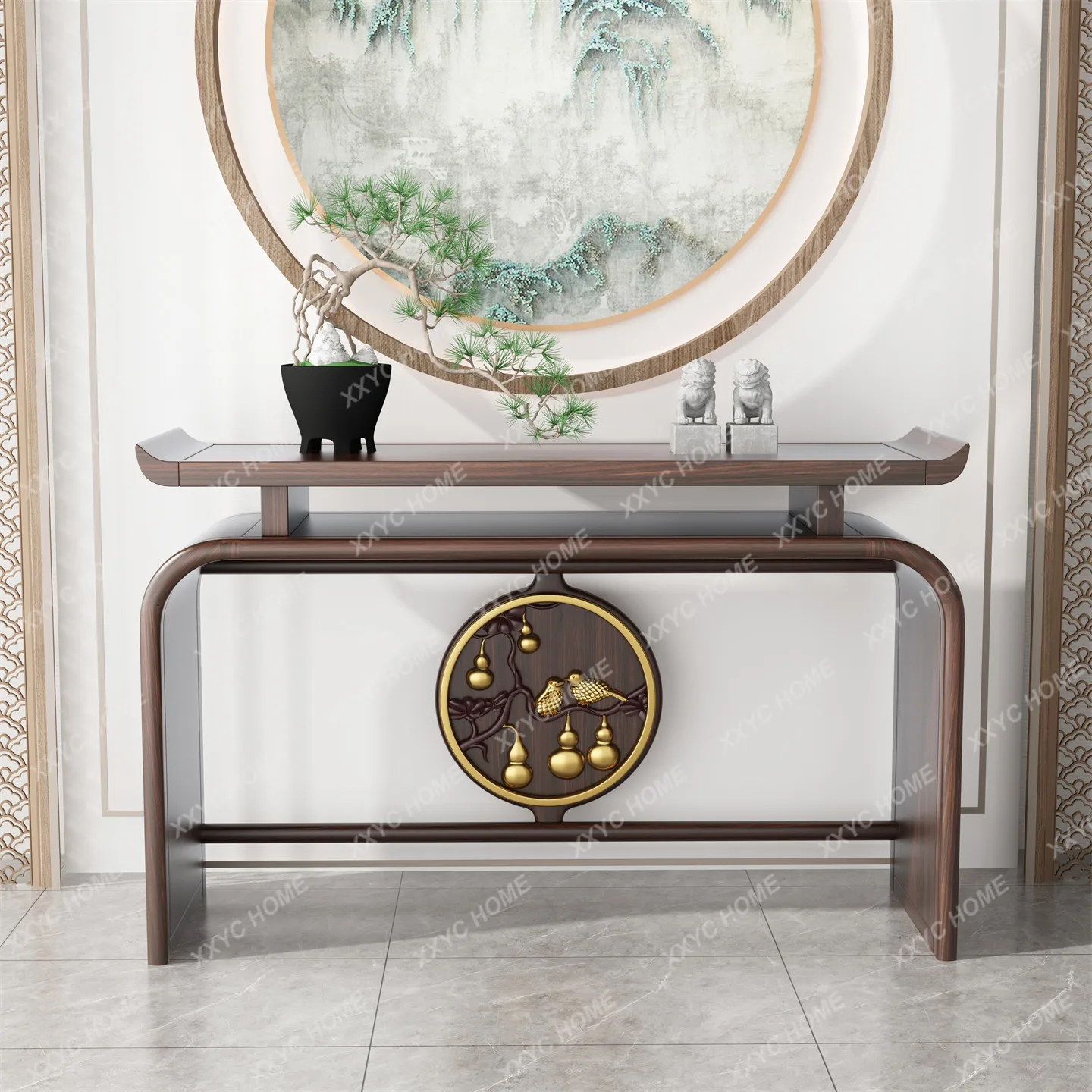 Entrance table Ebony wood strip case Living room entrance door against the wall Entrance table