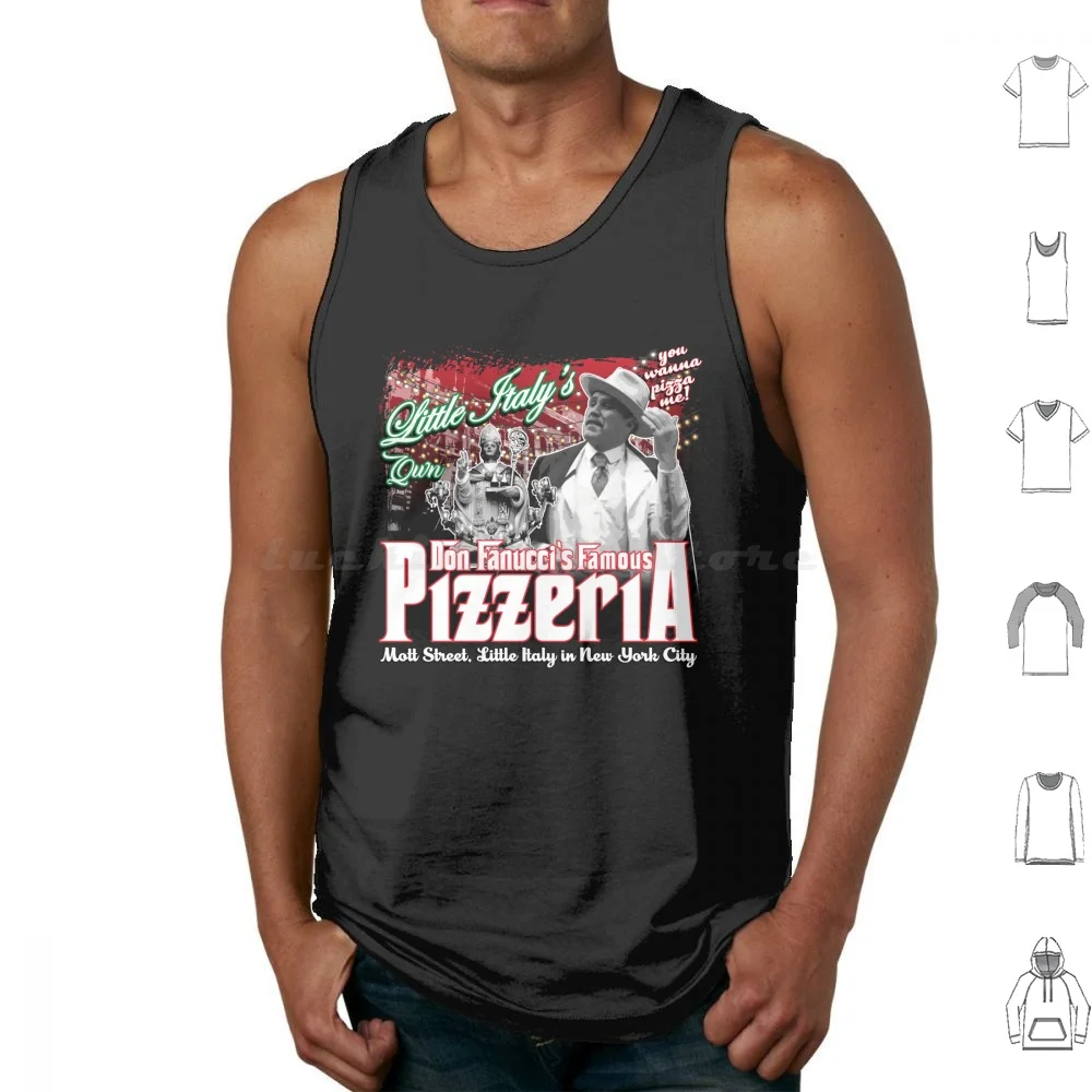 Camisetas sin mangas de la famosa pizzería de Don Fanucci, chaleco sin mangas de la famosa pizzería de Little Italy, Ciudad de Nueva York, calle Mott