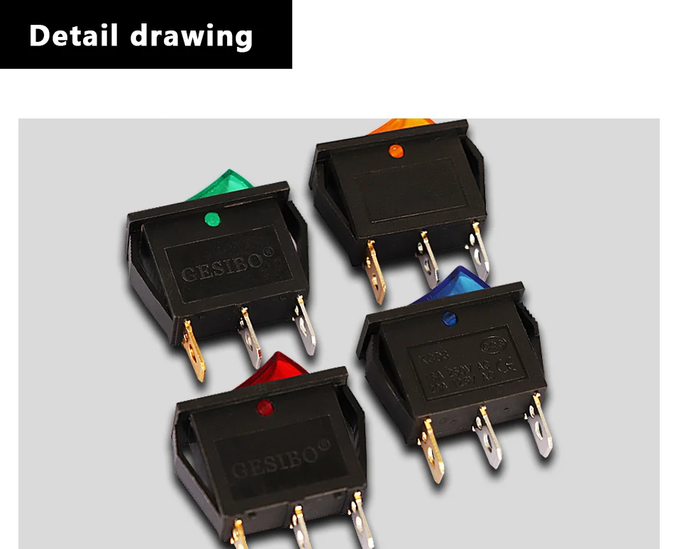 KCD3 Wippschalter mit LED EIN AUS 16A 250V 220V 3 Pin 20A Kleine Lichtabdeckkappe für elektrische 2-Positionen-Rakete 220 elektronisch – Detail 5