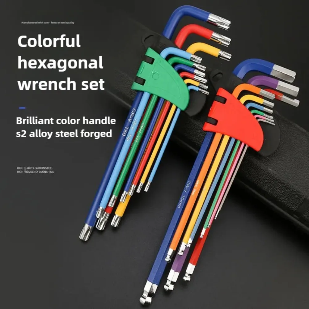 Allen Key Set L Wrench Kit For Allen Screw 9PCS Long Arm Hex Key Set 1.5mm To 10mm Hexagon Spanner Hand Tools For Bicycle Repair