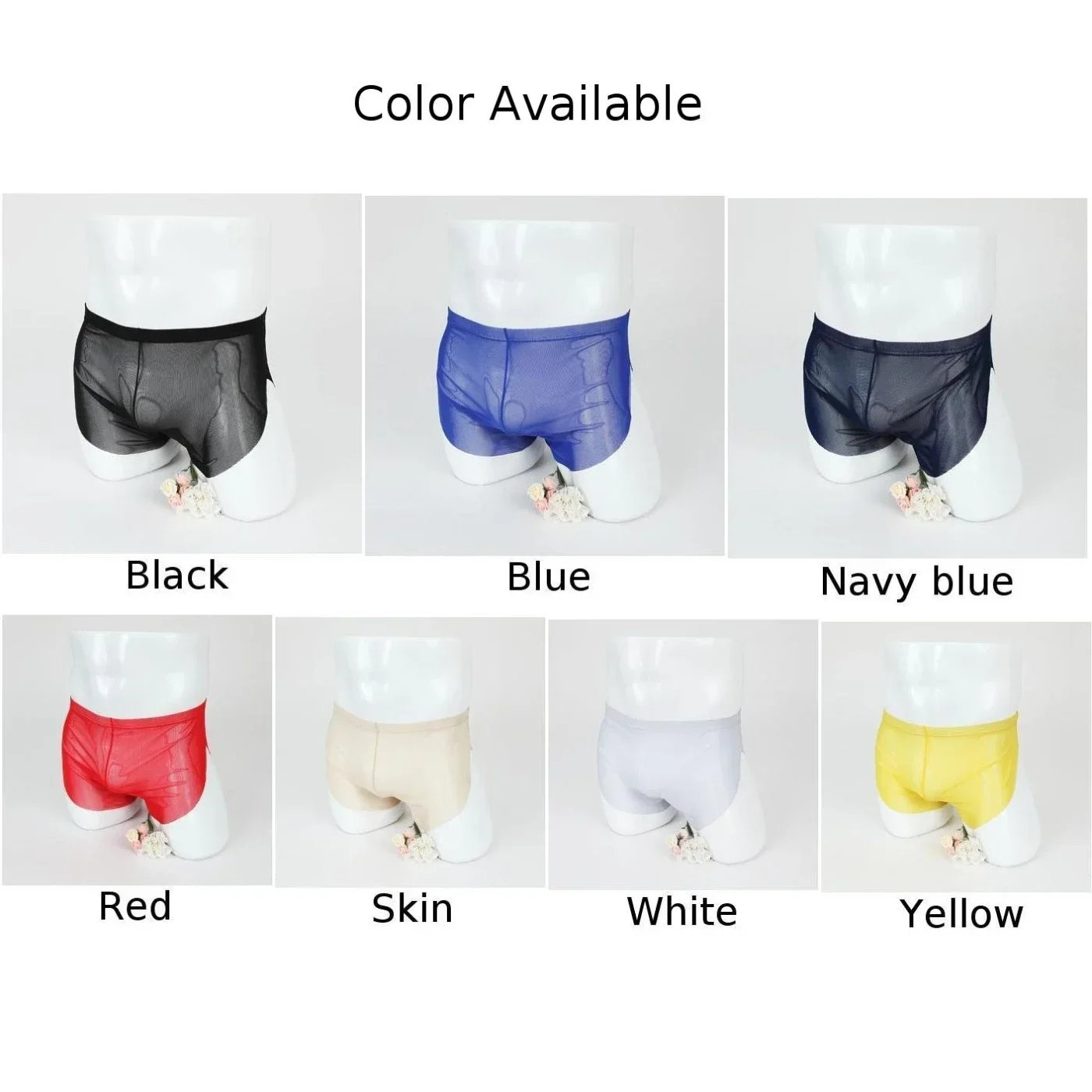Plain Underpants Boxer Men's Shorts Elasticated Waist Four Corners Home Pajamas See Through Solid Color Ultra-thin