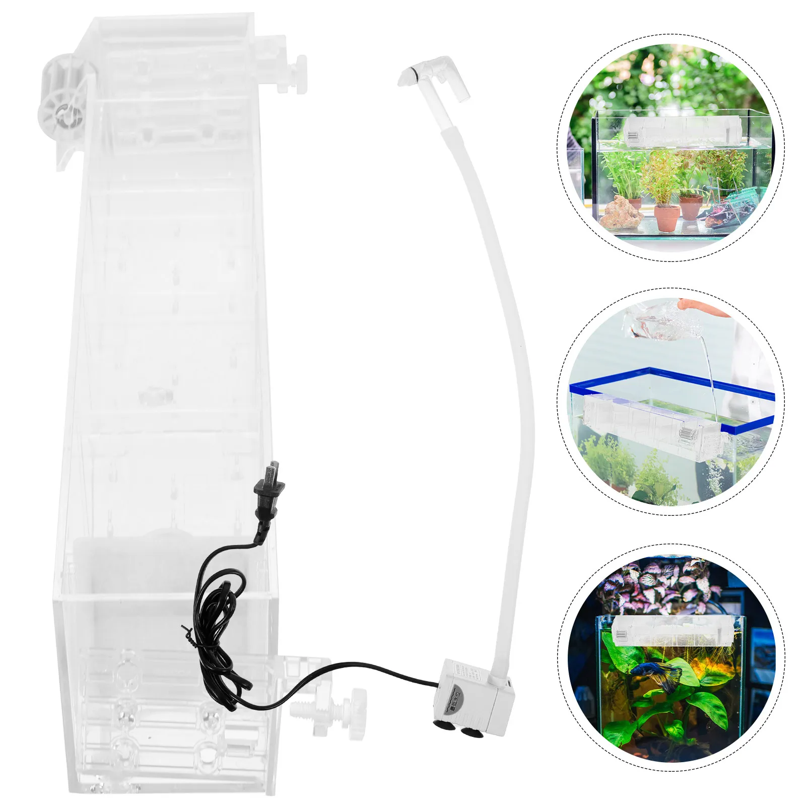 

Комплект: Акриловый фильтр-бокс для аквариума, подвесной, с насосом для подачи воды и кислорода