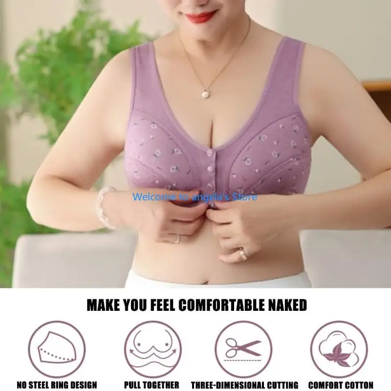 X4YC أنيقة لا سلكية الصدرية المقربة للنساء المسنات مع تصميم داعم وملابس داخلية ناعمة من الأزهار الناعمة