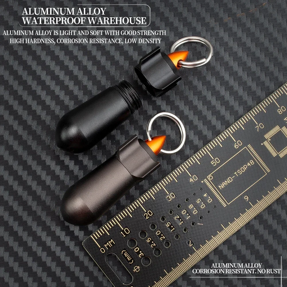 Outdoor Aluminum Alloy Torpedo Canister Mini Waterproof Storage Portable Pill Box EDC Storage Box Multi-function Gadget