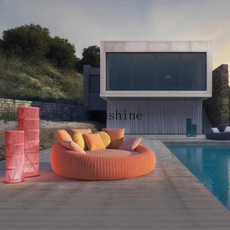 

Outdoor rattan courtyard villa B & B swimming pool bath center lazy outdoor large round bed