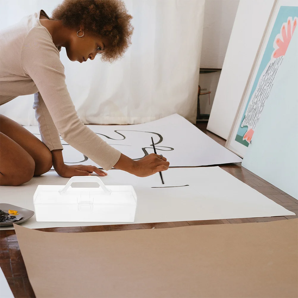 2 قطعة قلم رصاص شفاف محمول سعة كبيرة صندوق تخزين للفن الحرفية لوازم منظم الفصول الدراسية صندوق أدوات مكتبية شفافة #3