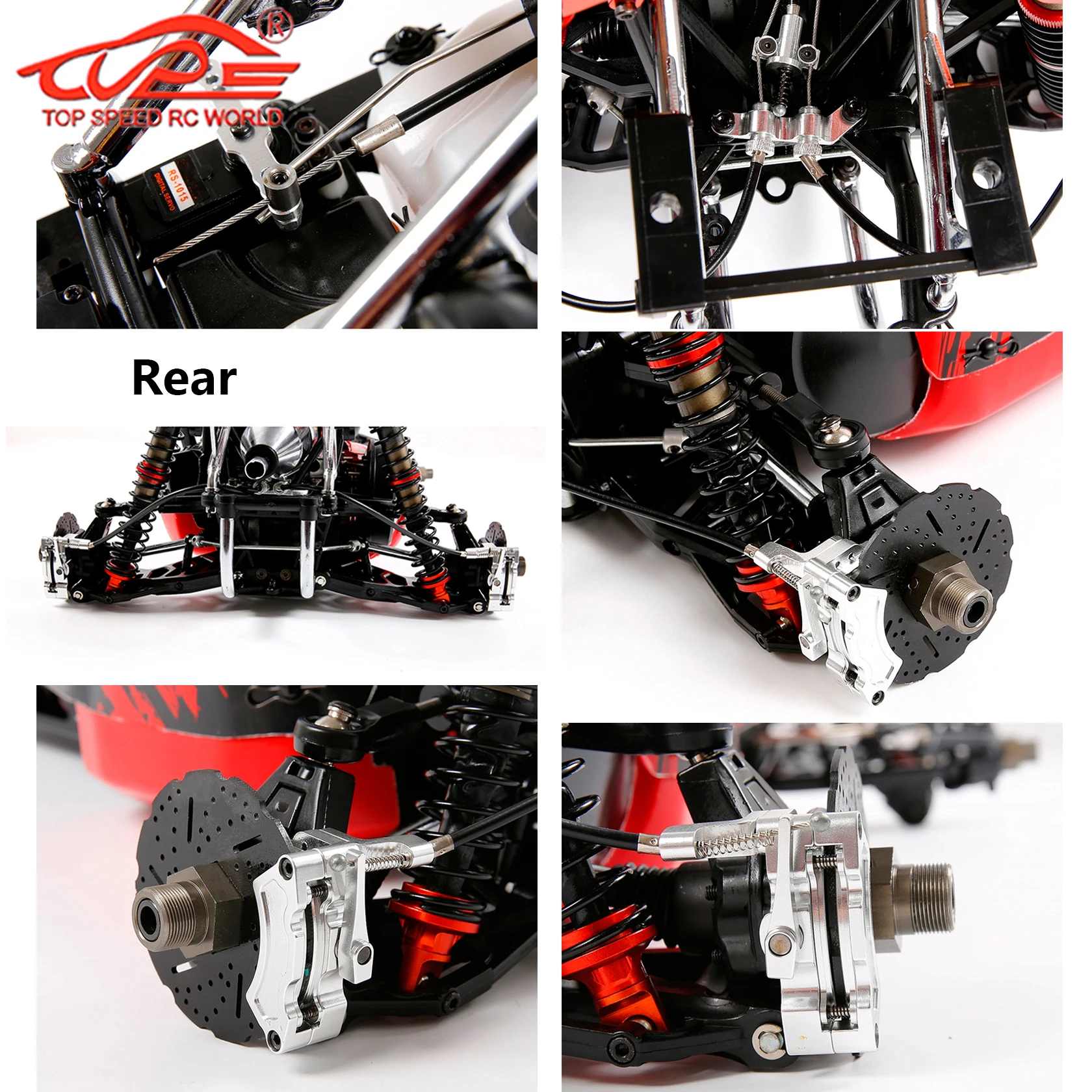 1/5 RC카 HPI ROFUN ROVAN KM BAJA 5B 5T 5SC 버기 트럭 부품용 금속 앞/뒤 바퀴 와이어 케이블 브레이크 시스템 세트 업그레이드