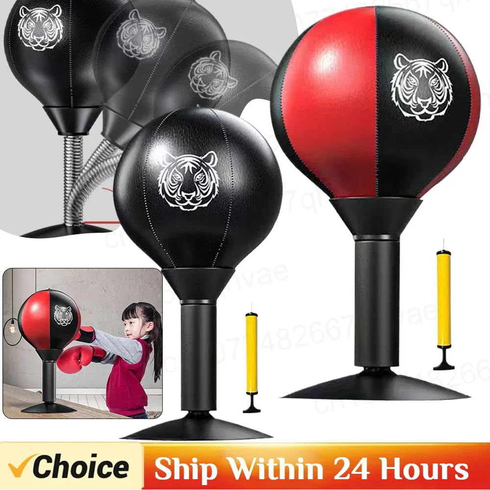 Desktop Punching Bag Desk Boxing Bag with Suction Cup Stress Relief Tabletop Punching Bag with Inflator Fun Punch Rage Bag Table