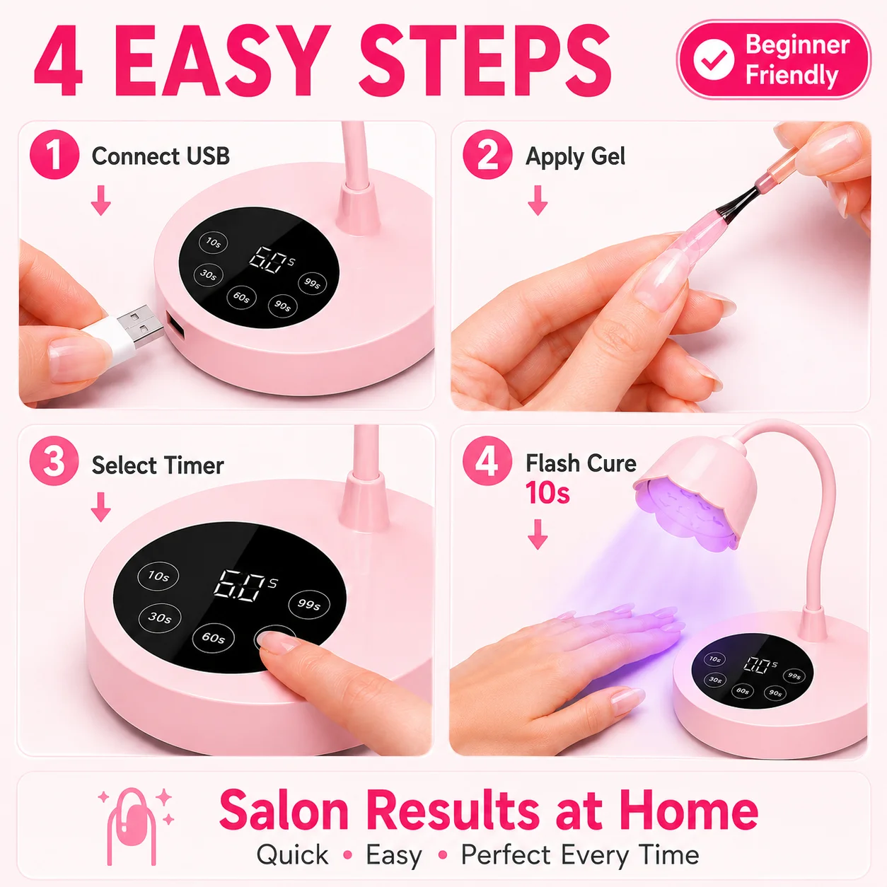 UV LED Nail Lamp Rechargeable UV Light for Gel Nails Cordless Portable Nail Dryer 360°Rotatable Polish Drying Lamp With Battery view 6