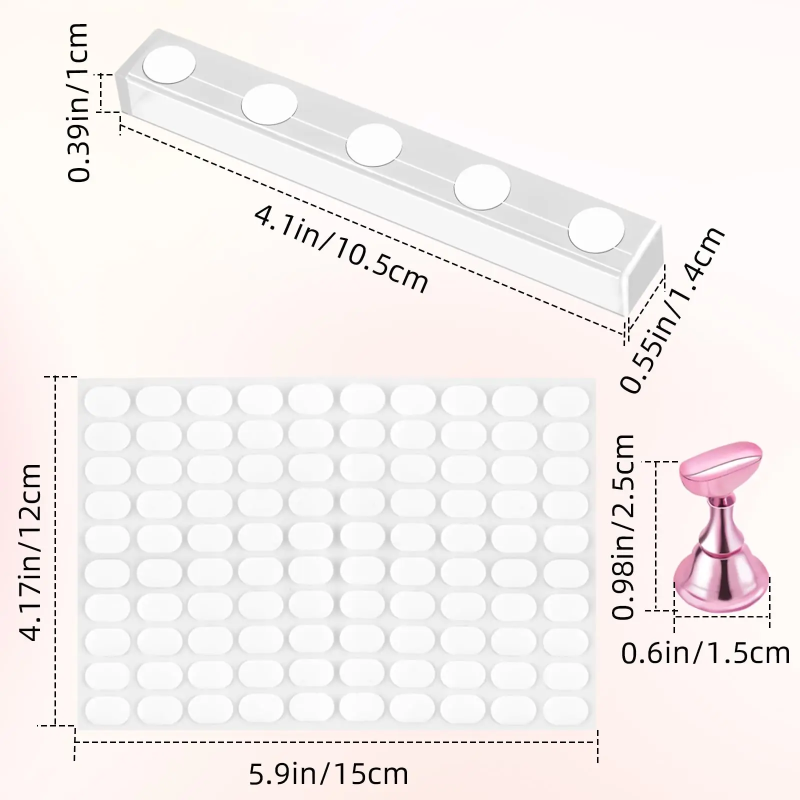 2 Sets Nagel-Übungsständer mit 100 Stück doppelseitigem Klebeband, Press-On-Nagelhalter für Nagelmalerei & Nagelkunst-Präsentation – Detail 1