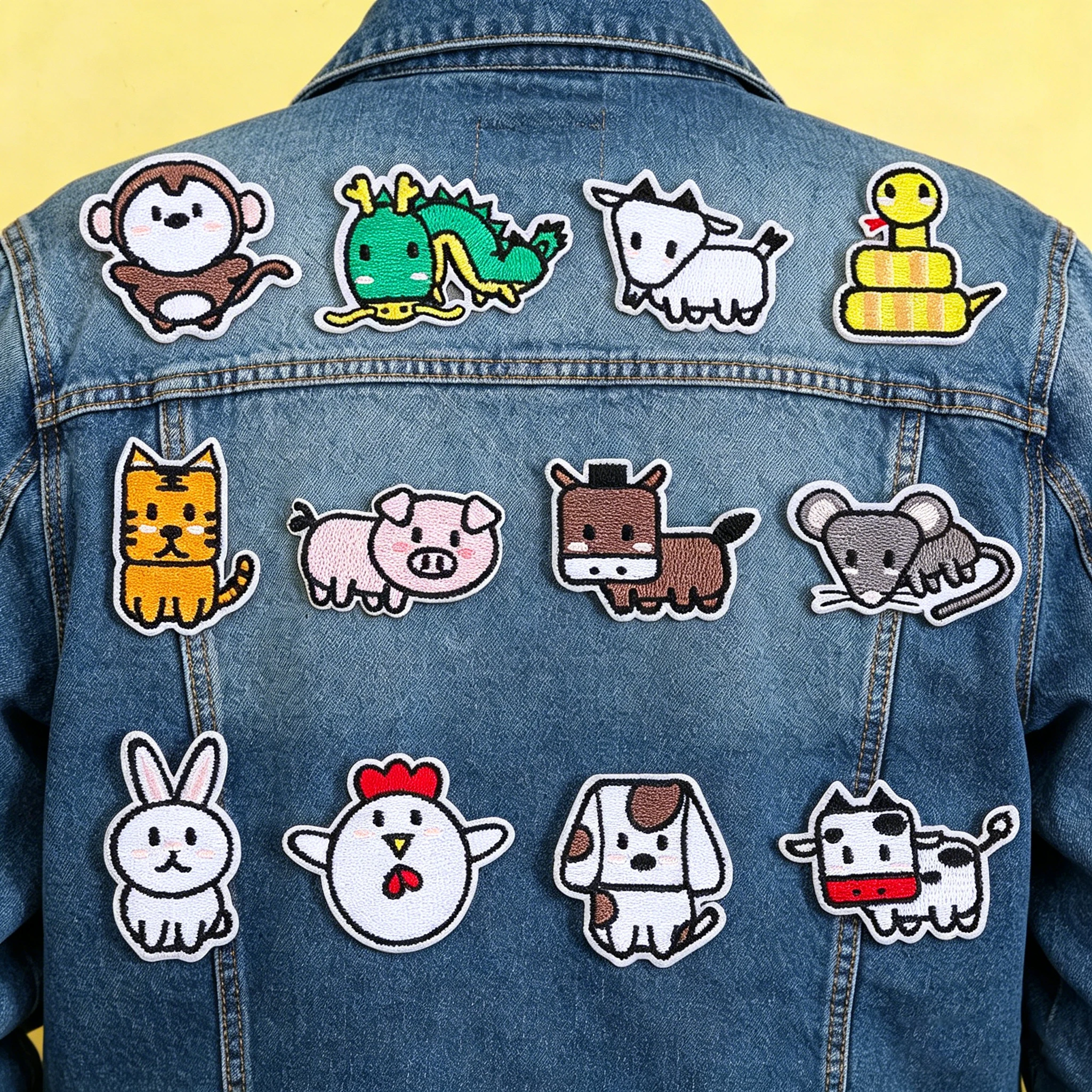 12 chinesische Tierkreiszeichen-Stickerei-Aufnäher zum Aufbügeln für Kinderkleidung, Rucksack, Hut, Dekoration, Geschenk für Kinder, Geburtstag, Neu – Detail 5