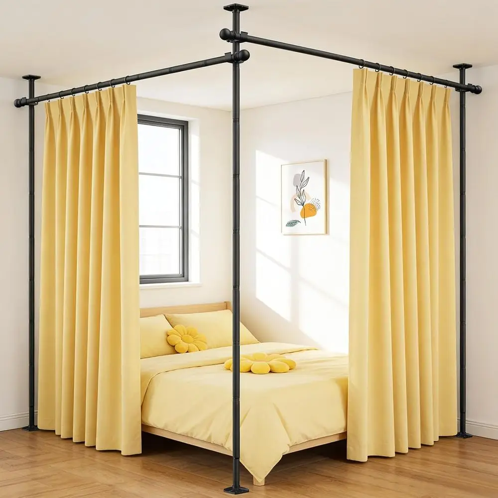 Heavy Duty Adjustable Curtain Rod for Room Separation, Privacy Divider or Bedroom, 10-11ft H x 58-116in W, Easy Install Wall Div