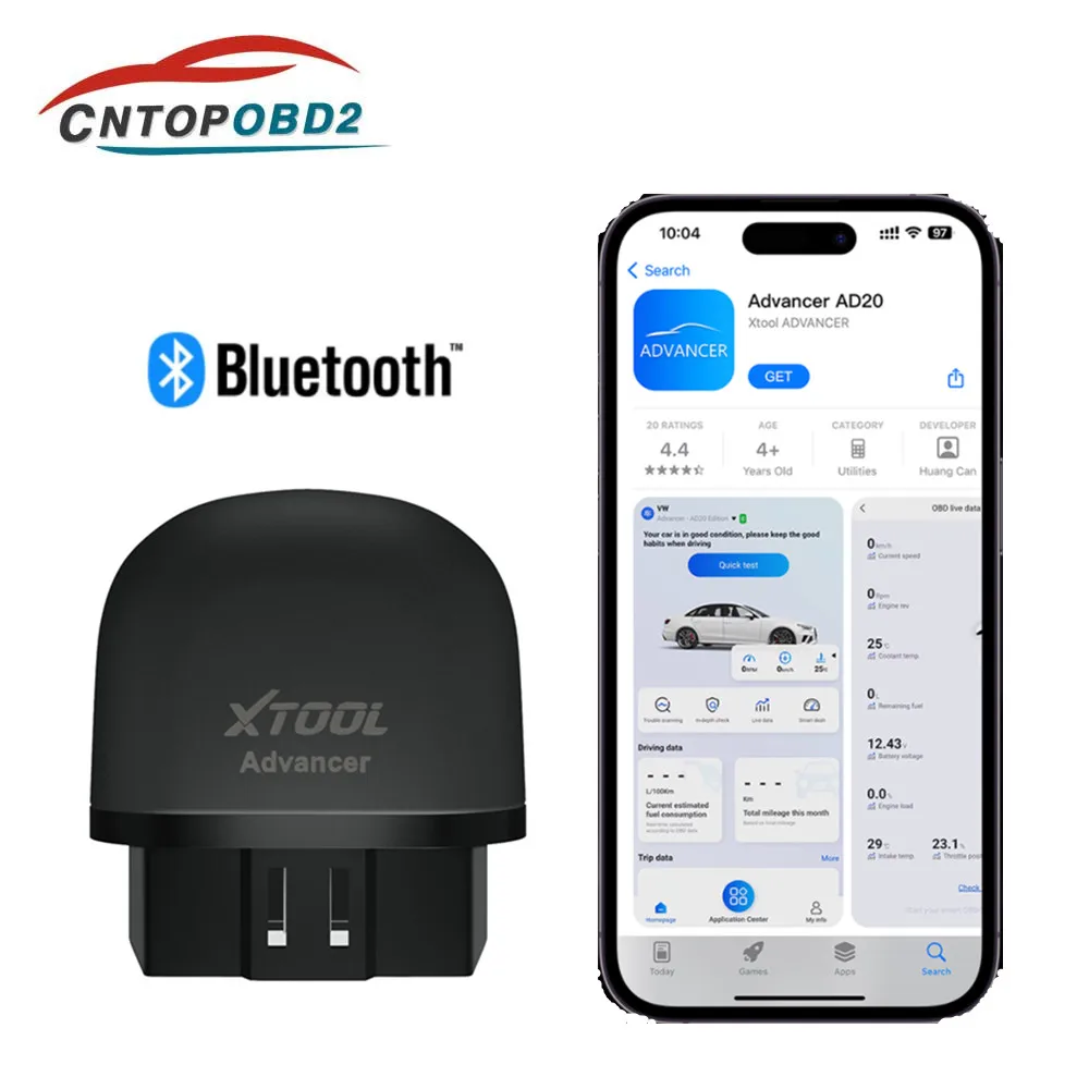 

2023 AD20 Advancer Bluetooth 5.0 OBD2 Scanner ELM 327 Code Reader Both For Android /IOS Multi-language Online Head Up Display