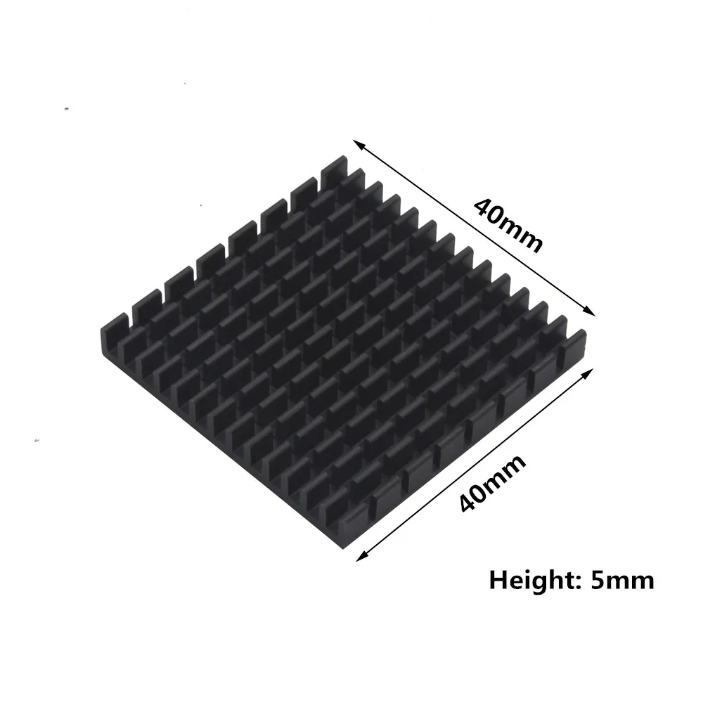 Radiador preto do refrigerador do dissipador de calor dos pces de alumínio do dissipador de calor de 40x40x5mm 20 para refrigerar eletrônico da microplaqueta com fita térmica