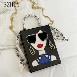 New Box Bag Luxury Designer Dinner Bag personalizzato Graffiti Phone Chain Phone Pocket Evening Party Diamond Studded Package Mini