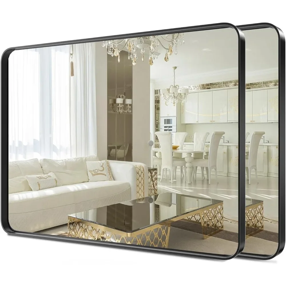 

Bathroom Mirror for Over Sink Wall Mounted Vanity Rounded Edge Corner Metal Framed Mirrors Fixture Home Freight free