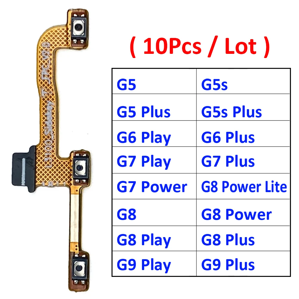 10Pcs, New For Motorola Moto G5 G5s G6 G7 G8 G9 Plus Play Power Lite Volume Button Power Switch On Off Button Flex Cable