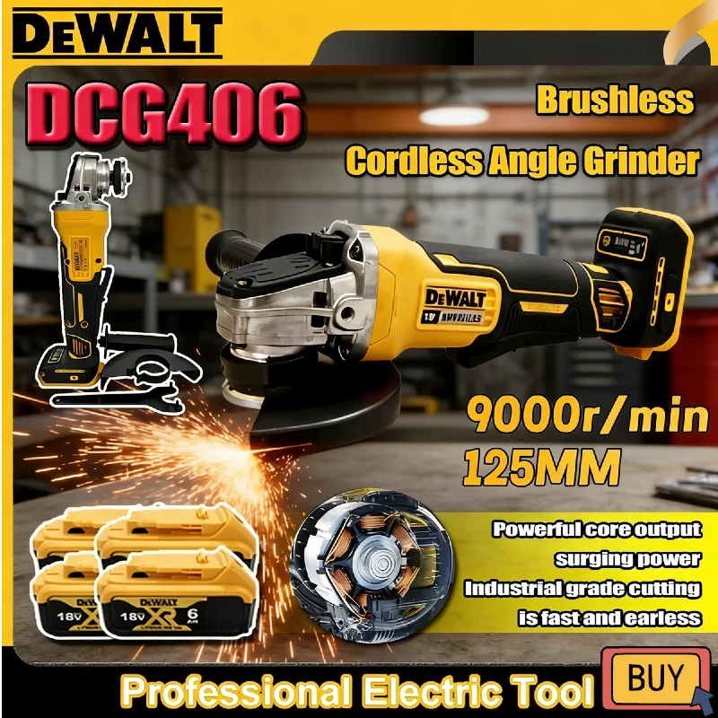 

Аккумуляторная угловая шлифмашина DeWalt DCG406 125 мм, бесщеточная, 20В, 9000 об/мин, для резки и полировки