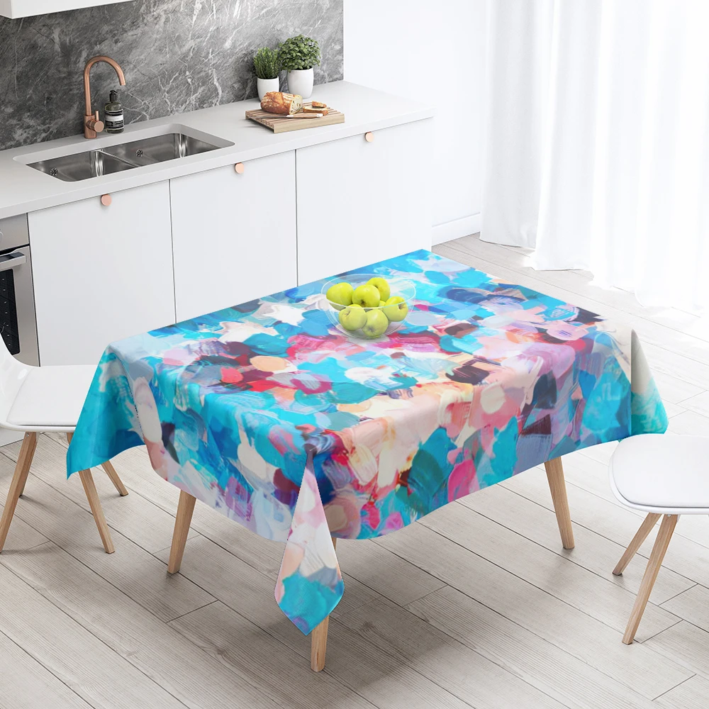 Home tablecloths for dining decoration and rectangular table accessories waterproof cloth Anti-stain restaurant abstract plant