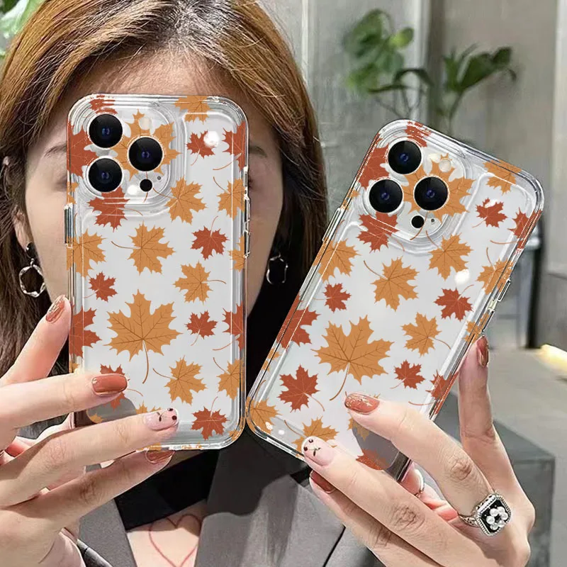 ฤดูใบไม้ร่วงใบเมเปิ้ลพิมพ์เคสโทรศัพท์สำหรับซัมซุงกาแล็คซี่ S25 S24 อัลตร้า S23 FE S22 พลัส A16 A36 A56 A55 A54 A53 A35 A34 ฝาครอบ