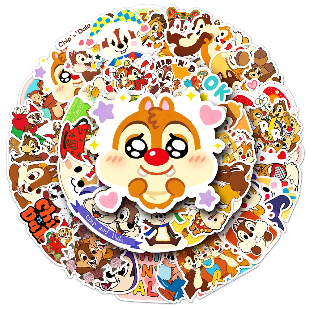 10/30/50pcs Chip \'n\' Dale Cartoon Stickers Disney Decal Waterproof DIY Car Laptop Diary Cute Sticker Girls Kids Decoration Toys