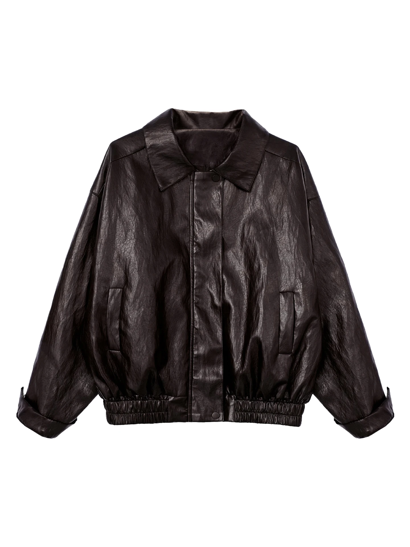 プラスサイズ アメリカン キャラメルワックス ヘビーデューティー エコフレンドリー PU ショートレザージャケット 春秋新作 デザイナー プラス 通勤スタイル