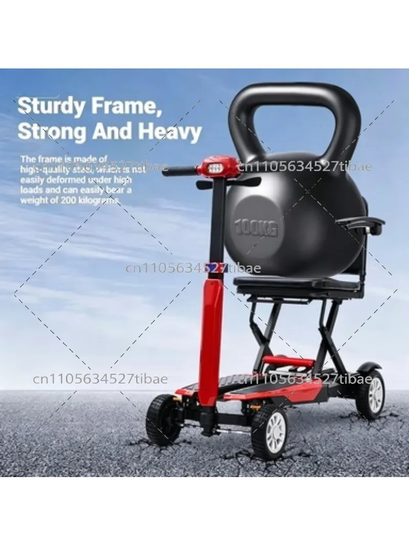 Foldable 4-Wheel Mobility Scooter with Lithium Battery for Elderly, Disabled, Leisure & Home Use