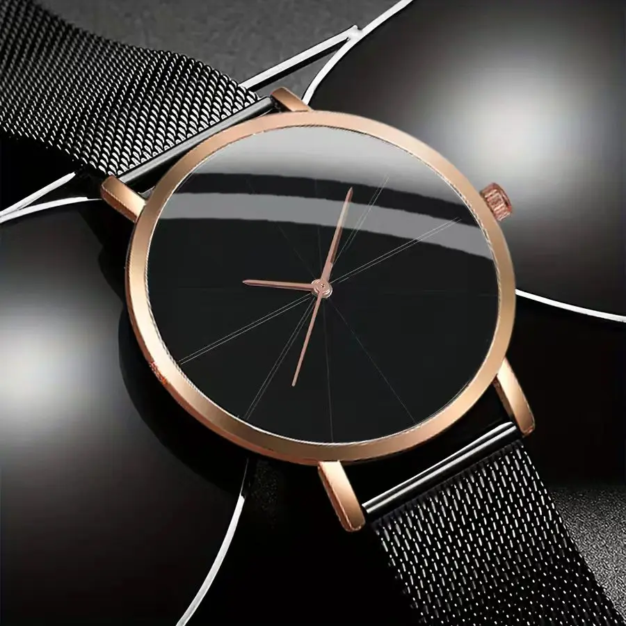 Fashionable Men's Watch+elegant Women's Bracelet, Stainless Steel Strap, Electronic Movement, Perfect Gift for Women and Men