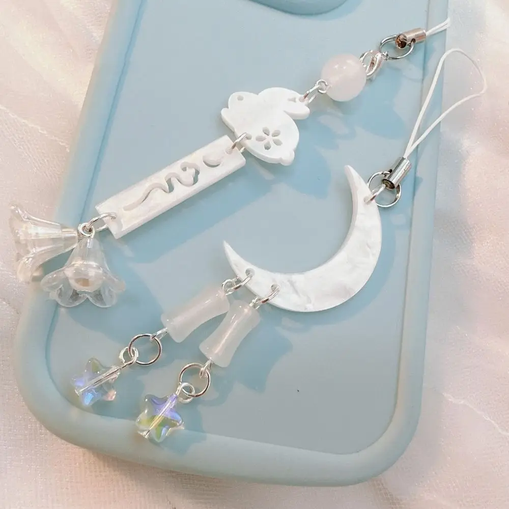 

Acrylic Moon Star Phone Charms Rabbit Anti-Lost Cloud Phone Chains Hanging Cord Trinket Mid-Autumn Festival Mobile Strap