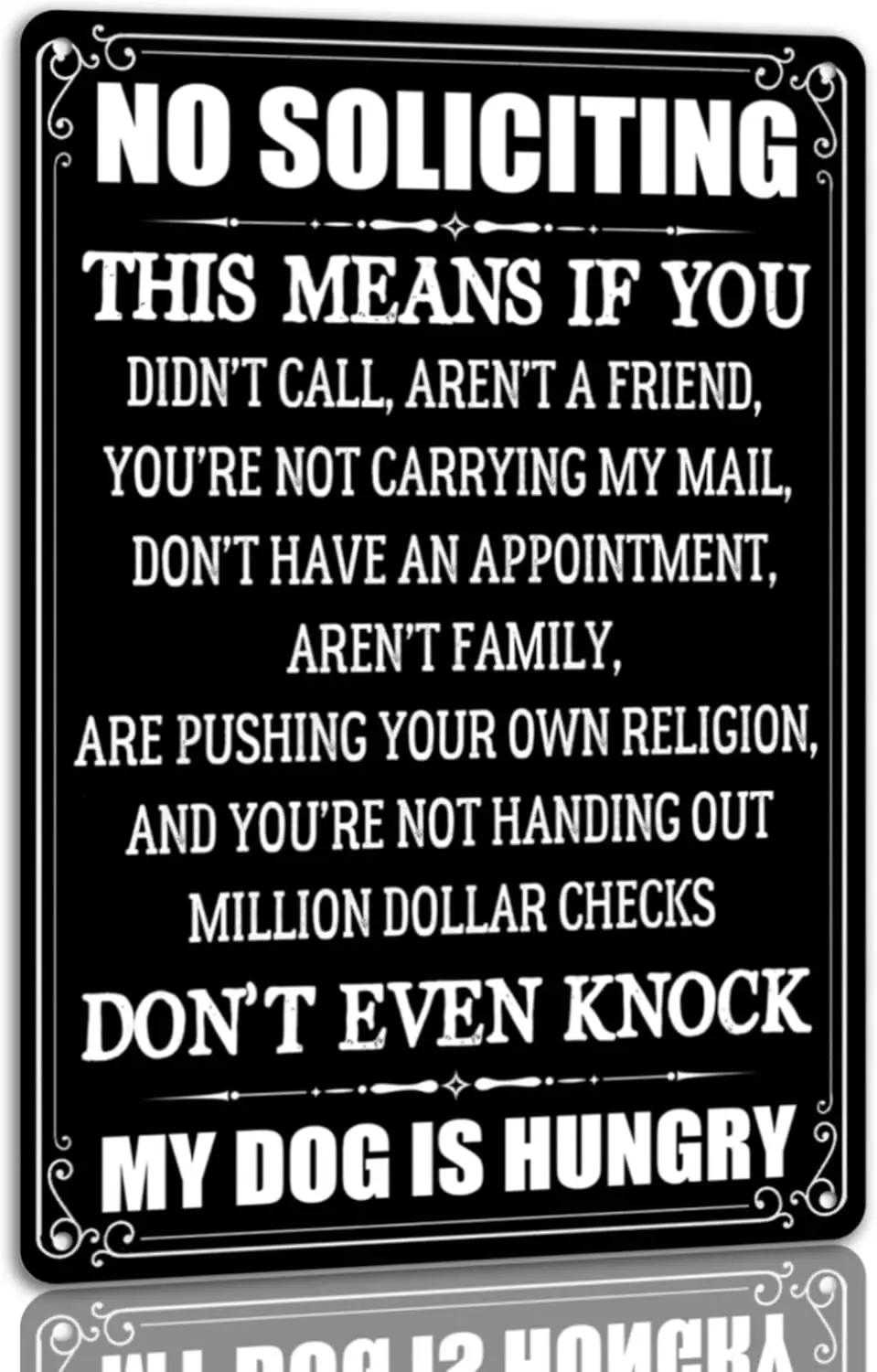 No Soliciting Tin Sign Don't Even Knock My Dog Is Hungry Metal Sign Knock At Your Own Risk Signs Don’t Knock Decor For Hous sign