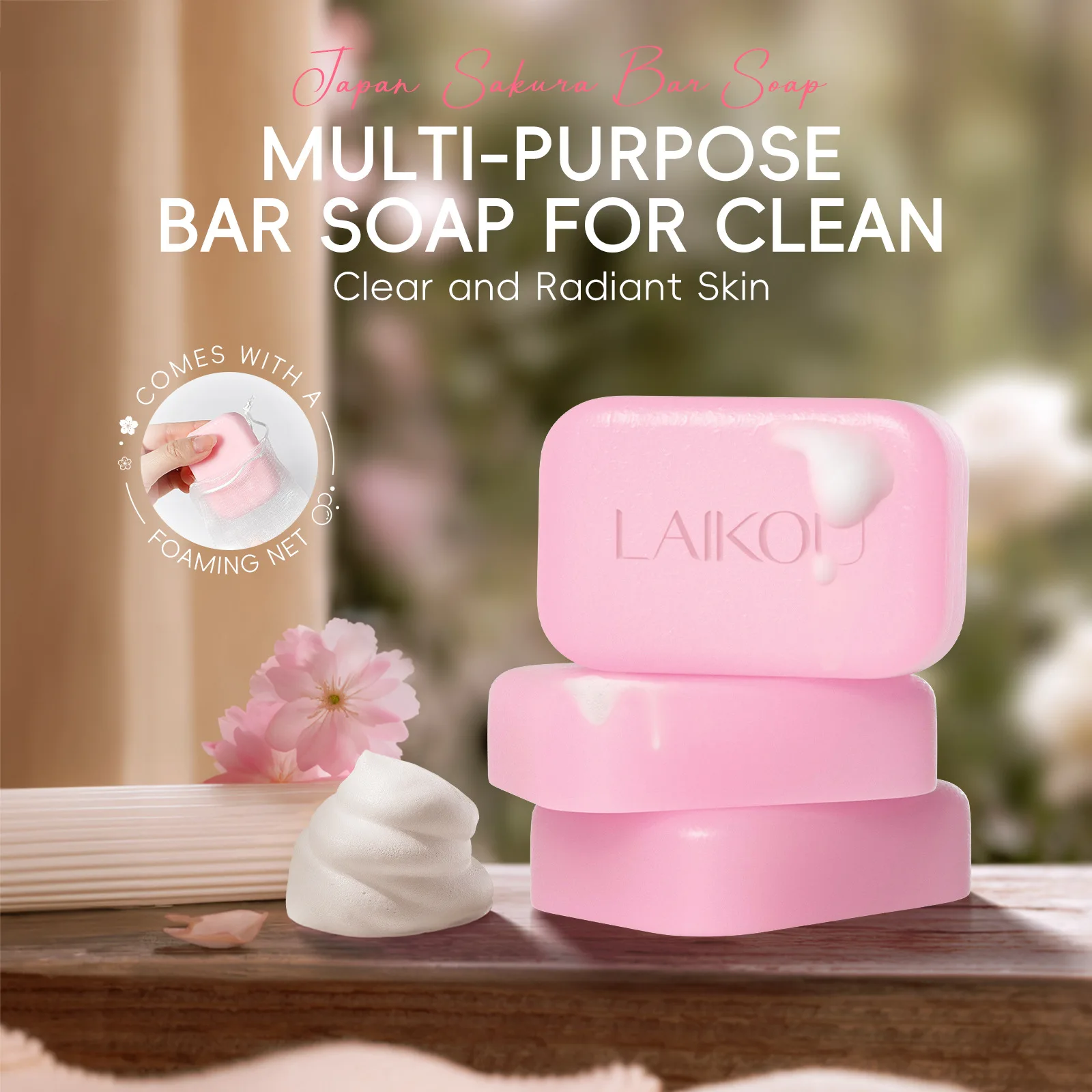 Cherry Blossom Soap 90g Face Body Deep Cleansing Removal Oil Not Tight Moisturizing Rejuvenation Even Skin Tone Soap Care