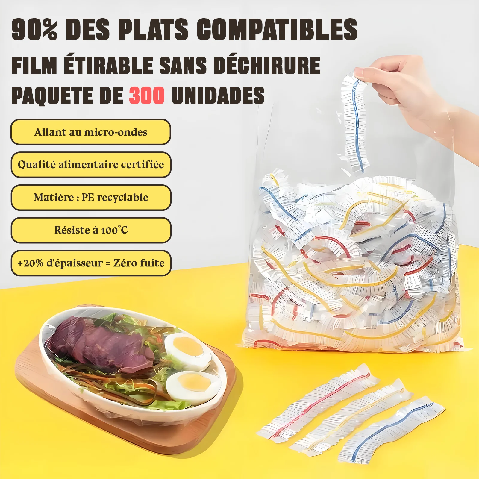 

300 шт. одноразовая пластиковая пленка для домашнего использования, пыленепроницаемая для офиса, сохраняющая свежесть фруктов и овощей