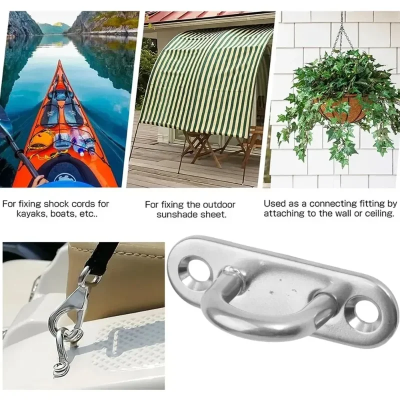M5/M6 U Hanger Ring Stainless Steel Hook Eye Plate Heavy Duty Oblong Ceiling Hooks Pad Marine Hardware Hooks Home Garage 5-20pcs