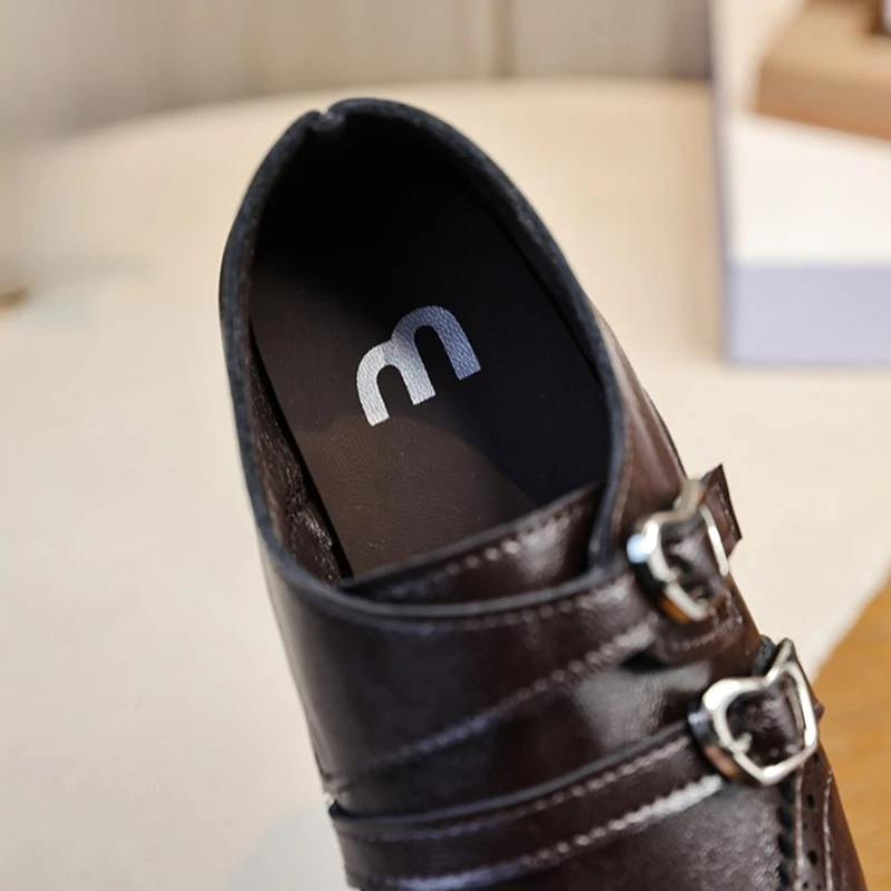 2026 Frühling Herbst Mädchen Lederschuhe Einfarbig Casual Kinderschuhe für die Schule Weiche Rutschfeste Sohle Kinder Flache Schuhe Schwarz Braun – Detail 18