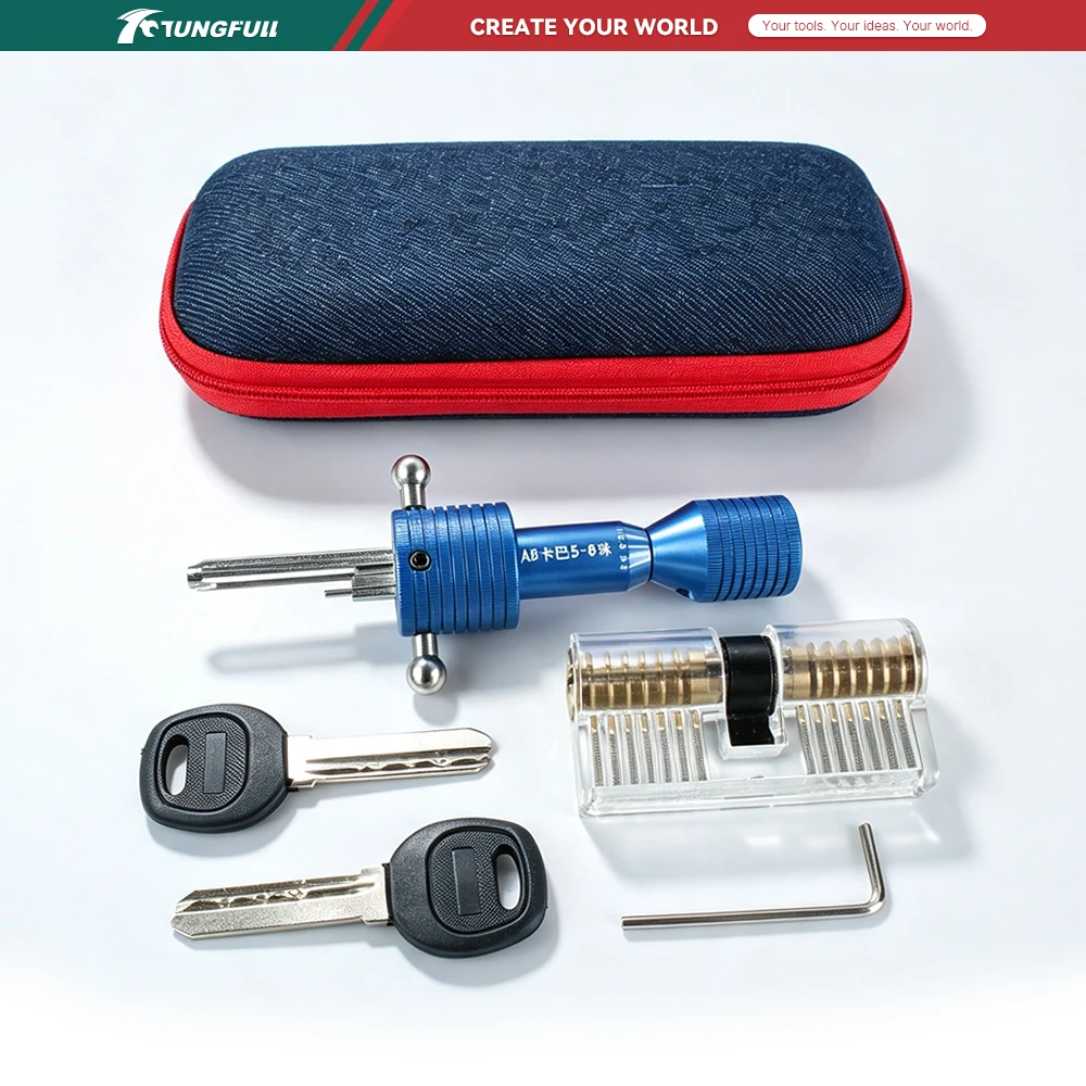 Portable Locksmith Practice Kit Transparent Training Lock Opening Tool Set with Carry Bag for Lock Maintenance And Hand Tools
